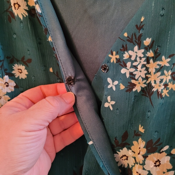 Premier Amour Emerald Green Floral Faux Wrap Maxi Dress with slit - Womens 16 - Picture 4 of 6